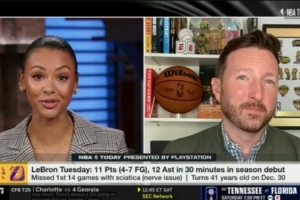 老詹该放弃最佳阵不打背靠背？女主持：他心里肯定惦记着那些数据